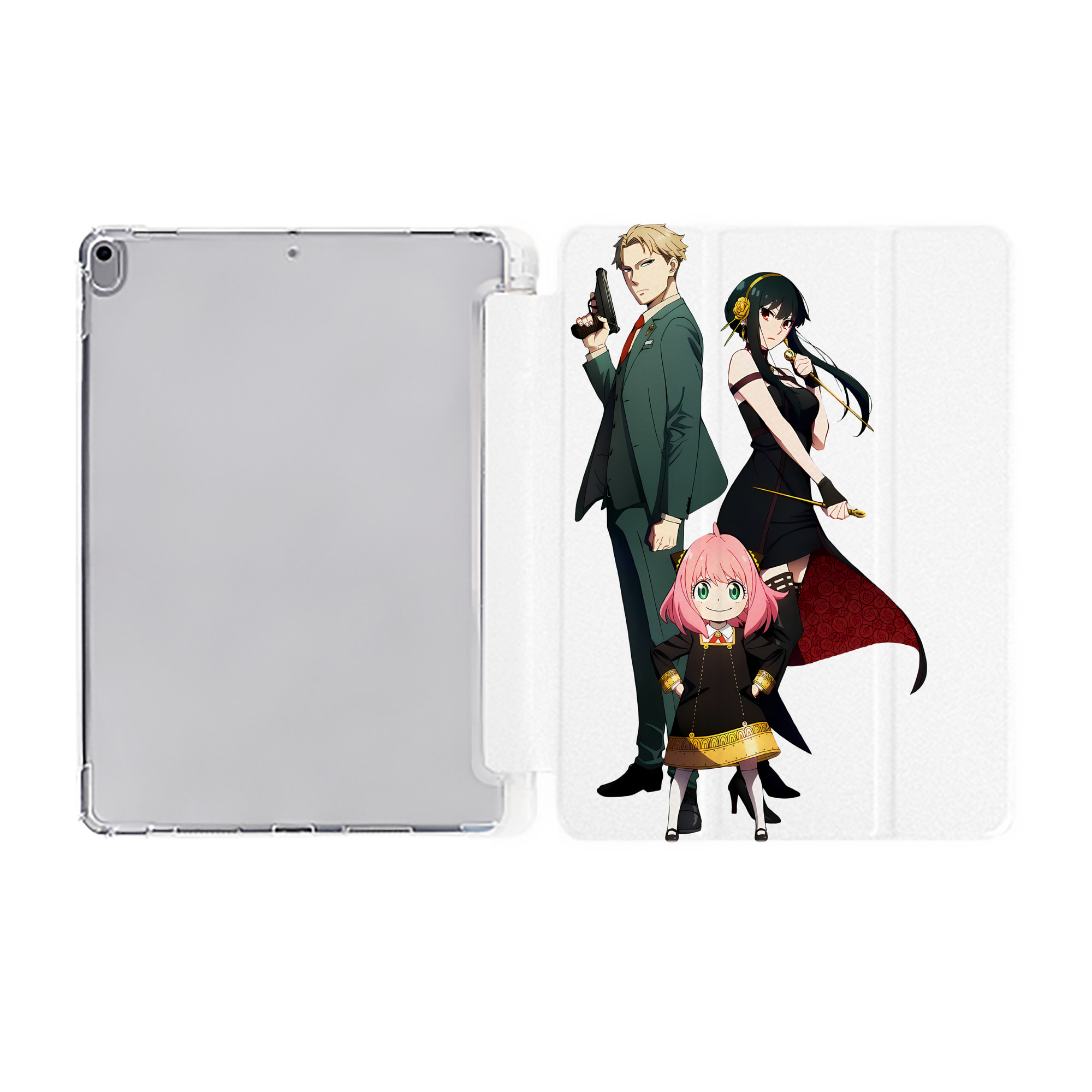（画像用） SPY×FAMILY间谍家家酒 IPad ケース ペン収納付き 三つ折りスタンド PUレザー×シリコン 対応機種9.5/10.5/10.9インチ